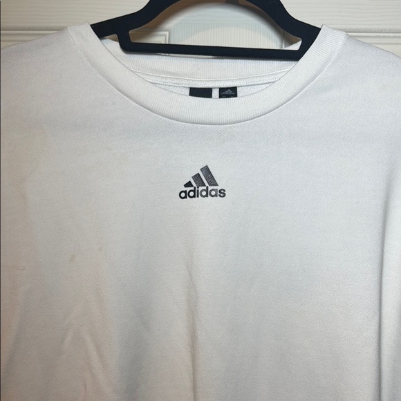 Adidas Woman’s White Crewneck Sweatshirt with Logo Across Back Size Medium - Picture 4 of 10